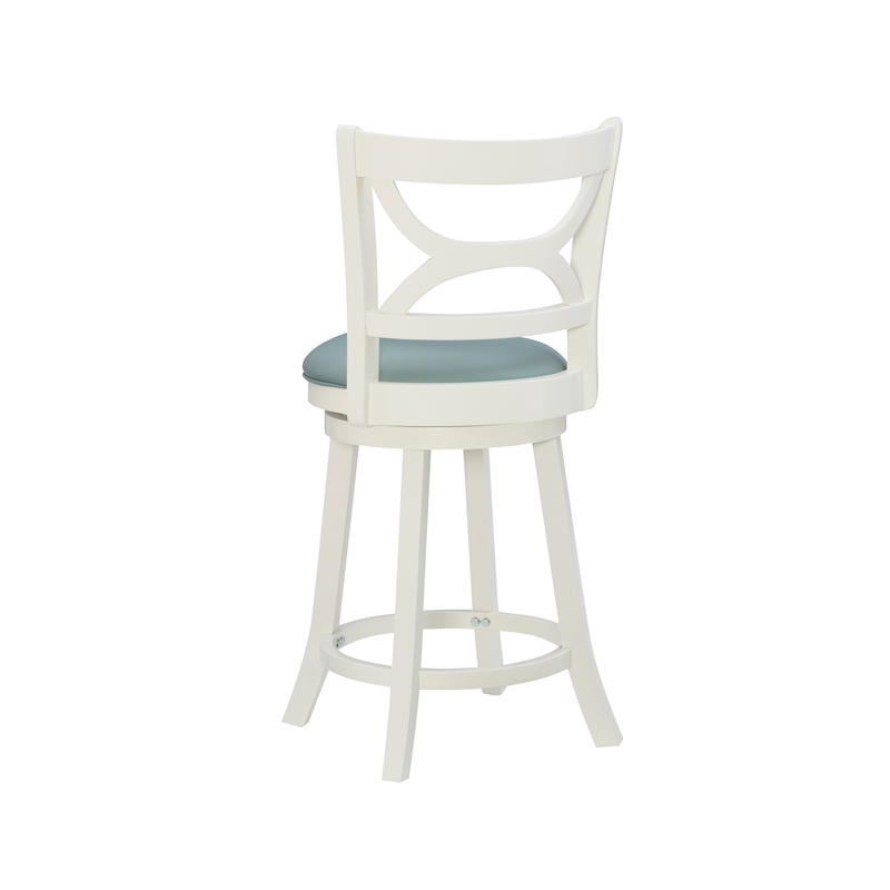 Pemberly Row Swivel Wood Counter Stool with PU Seat in Cream - Set of 2