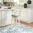 Pemberly Row Swivel Wood Counter Stool with PU Seat in Cream - Set of 2