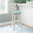 Pemberly Row Swivel Wood Bar Stool with PU Seat in Cream - Set of 2
