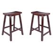 Pemberly Row Solid Wood Saddle Seat Counter Stool in Antique Walnut - Set of 2