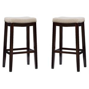 Pemberly Row 30&quot Wood Bar Stool in Dark Walnut Brown - Set of 2