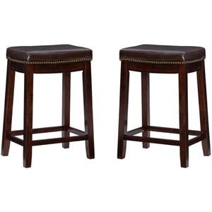 Pemberly Row 26&quot Wood Counter Stool in Brown Finish - Set of 2