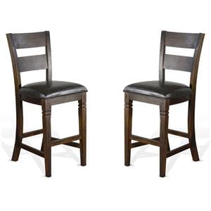 Pemberly Row 30&quot Mahogany Wood Barstool in Tobacco Leaf - Set of 2