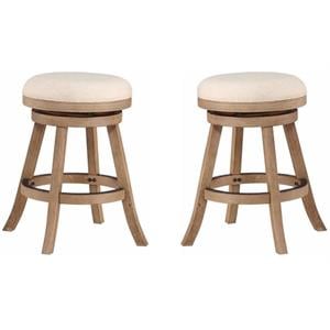 Pemberly Row 24&quot Counter Stool in Driftwood Wire Brush and Ivory - Set of 2