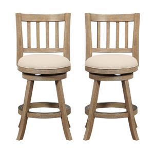 Pemberly Row 24&quot Sheldon Swivel Counter Stool in Oatmeal - Set of 2