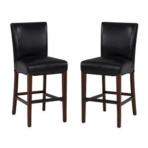 Pemberly Row 26&quot Bonded Leather Counter Stool in Black - Set of 2