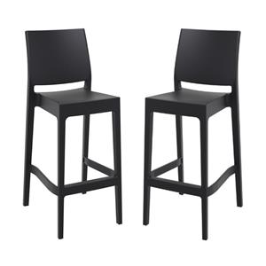 Pemberly Row 29.5&quot Commercial Grade Resin Barstool in Black - Set of 2