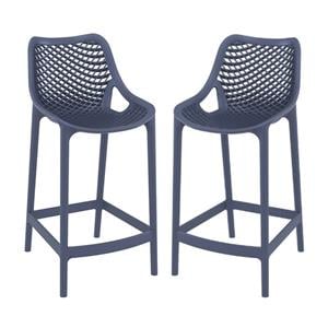 Pemberly Row Patio Counter Stool in Dark Gray Finish - Set of 2