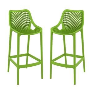 Pemberly Row Polypropylene Patio Bar Stool in Tropical Green - Set of 2