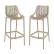 Pemberly Row Polypropylene Patio Bar Stool in Taupe - Set of 2