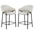 Pemberly Row Sloped Arm Counter Height Stool in Beige & Glossy Black - Set of 2