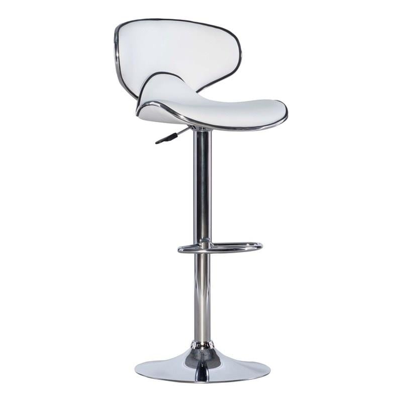 Pemberly Row Rounded Back Metal Adjustable Barstool in White - Set of 2