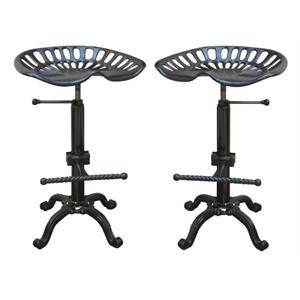 Pemberly Row Adjustable Tractor Seat Stool in Black - Set of 2