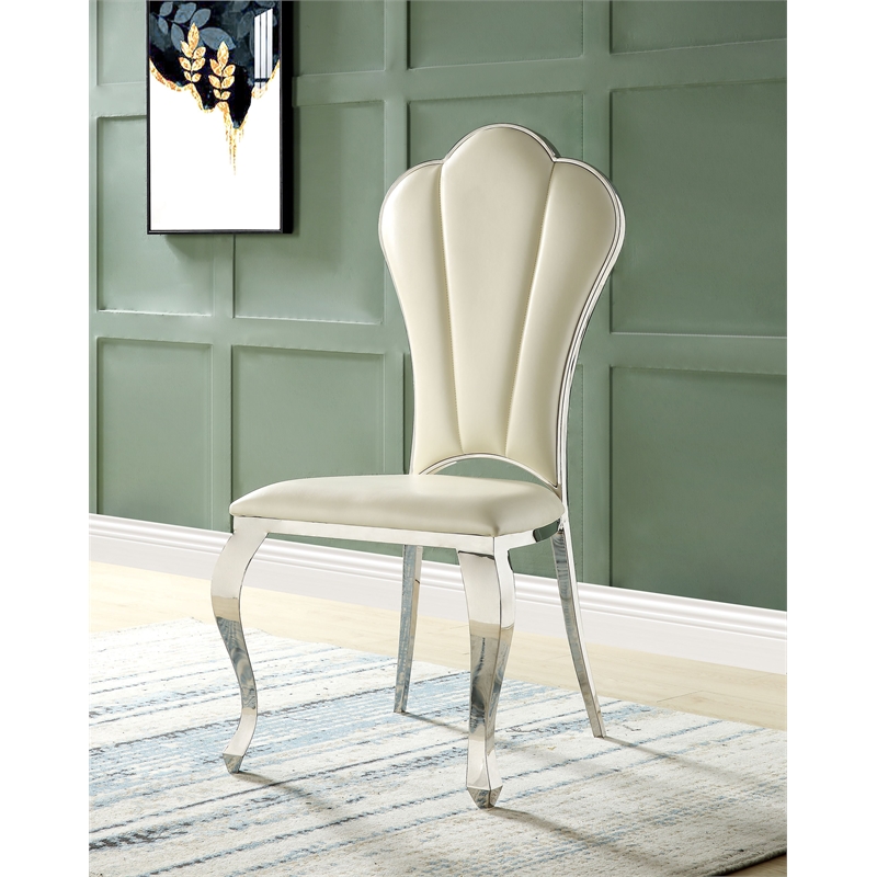 Pemberly Row Contemporary Armless Dining Side Chair (Set-2) in Beige