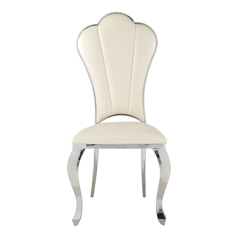 Pemberly Row Contemporary Armless Dining Side Chair (Set-2) in Beige