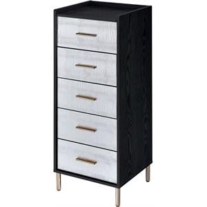Pemberly Row Contemporary Jewelry Armoire in Black & Gold Finish