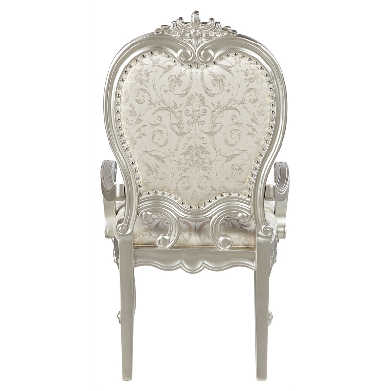 Pemberly Row Nailhead Trim Fabric Upholstery Arm Chair in Champagne (Set of 2)