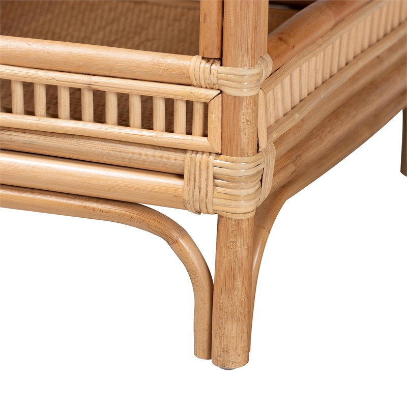Pemberly Row Contemporary Bohemian Natural Rattan Coffee Table