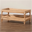 Pemberly Row Contemporary Bohemian Natural Rattan Coffee Table