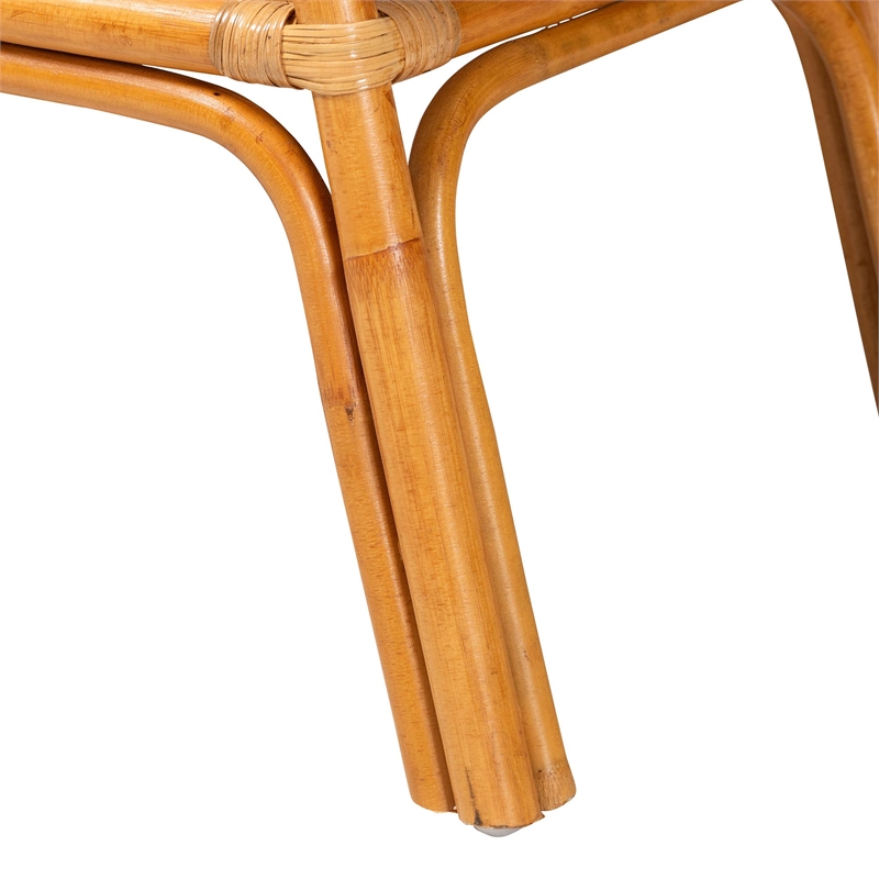Pemberly Row Modern Bohemian Natural Rattan 2-Tier Console Table