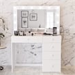 Pemberly Row Vanity Makeup Desk White Basic Knobs Manufactured Wood