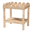 Pemberley Row Rattan Natural Side Table Rectangular Scalloped Fully Assembled 25.6