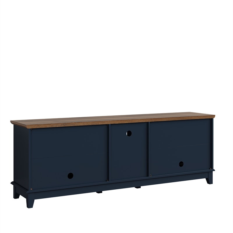 Pemberley Row Engineered Wood Navy Blue TV Stand Rectangular Adjustable Shelves 72