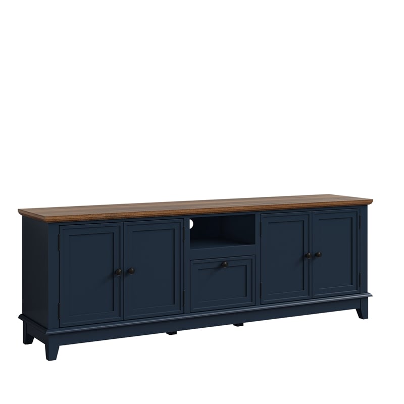Pemberley Row Engineered Wood Navy Blue TV Stand Rectangular Adjustable Shelves 72