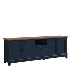 Pemberley Row Engineered Wood Navy Blue TV Stand Rectangular Adjustable Shelves 72&quot Unassembled