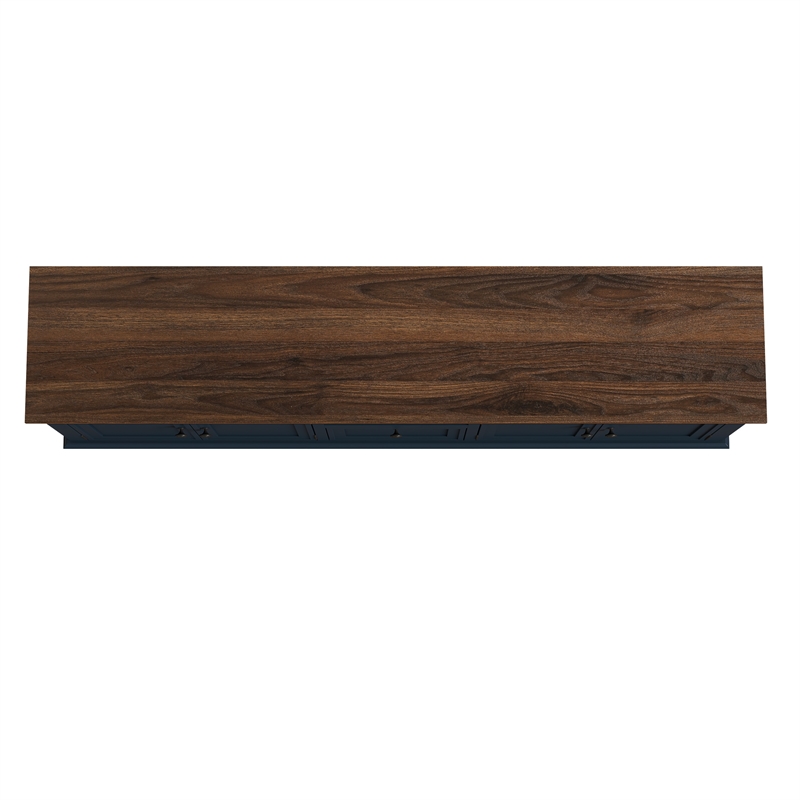 Pemberley Row Engineered Wood Navy Blue TV Stand Rectangular Adjustable Shelves 72