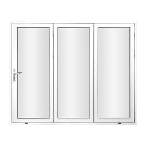 Pemberly Row 96&quot x 96&quot Aluminum & Glass Folding Door with 3 Panels in White