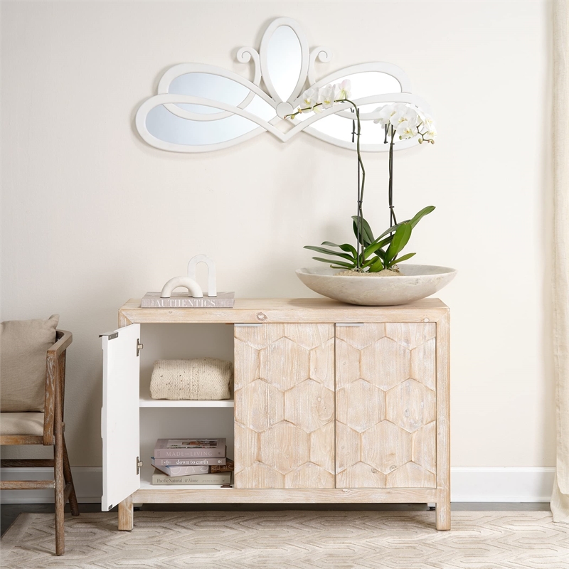 Pemberly Row Transitional Engineered Wood/Metal Accent Mirror in Gold
