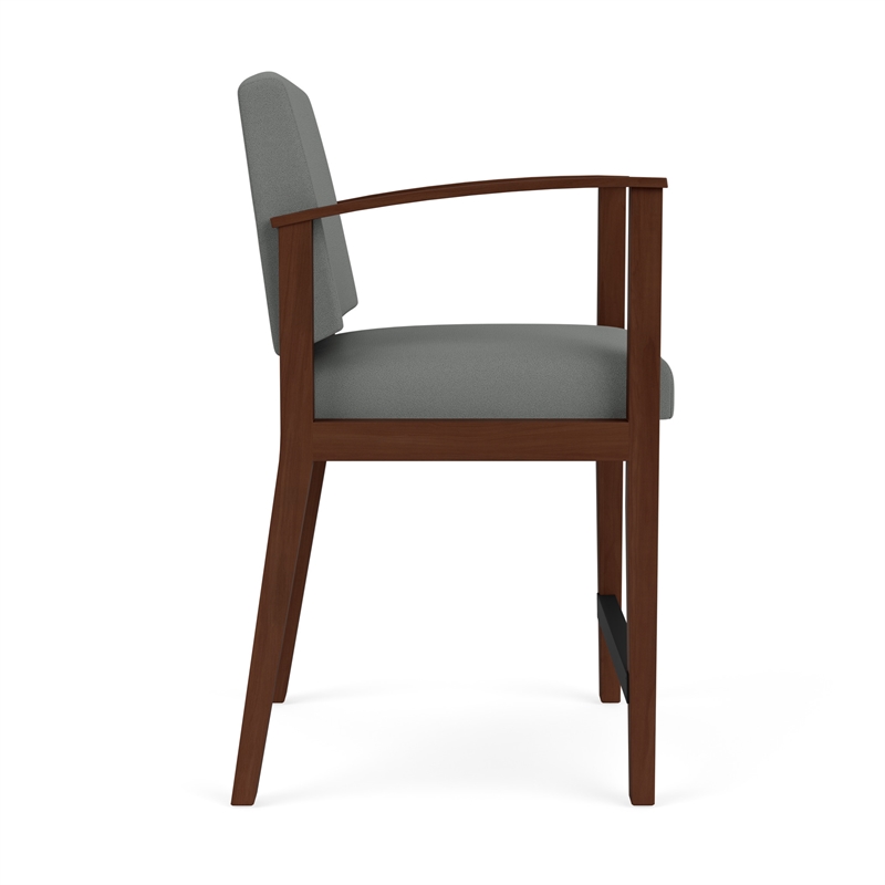 Pemberly Row Reception Hip Chair in Walnut/Open House Asteroid Gray