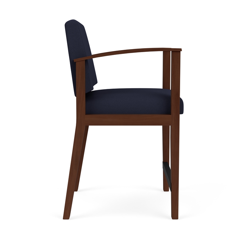 Pemberly Row Modern Reception Hip Chair in Walnut/Open House Navy