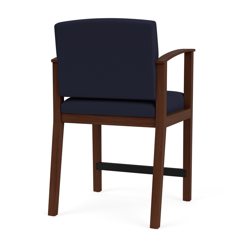 Pemberly Row Modern Reception Hip Chair in Walnut/Open House Navy