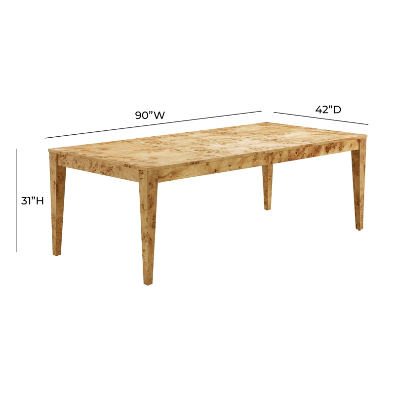 Pemberley Row Wood Burl Natural Rectangular Dining Table 90
