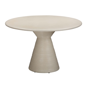 Pemberly Row Indoor / Outdoor Round Stone Dining Table in Beige