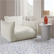 Pemberly Row Contemporary Concrete Side Table in White Finish