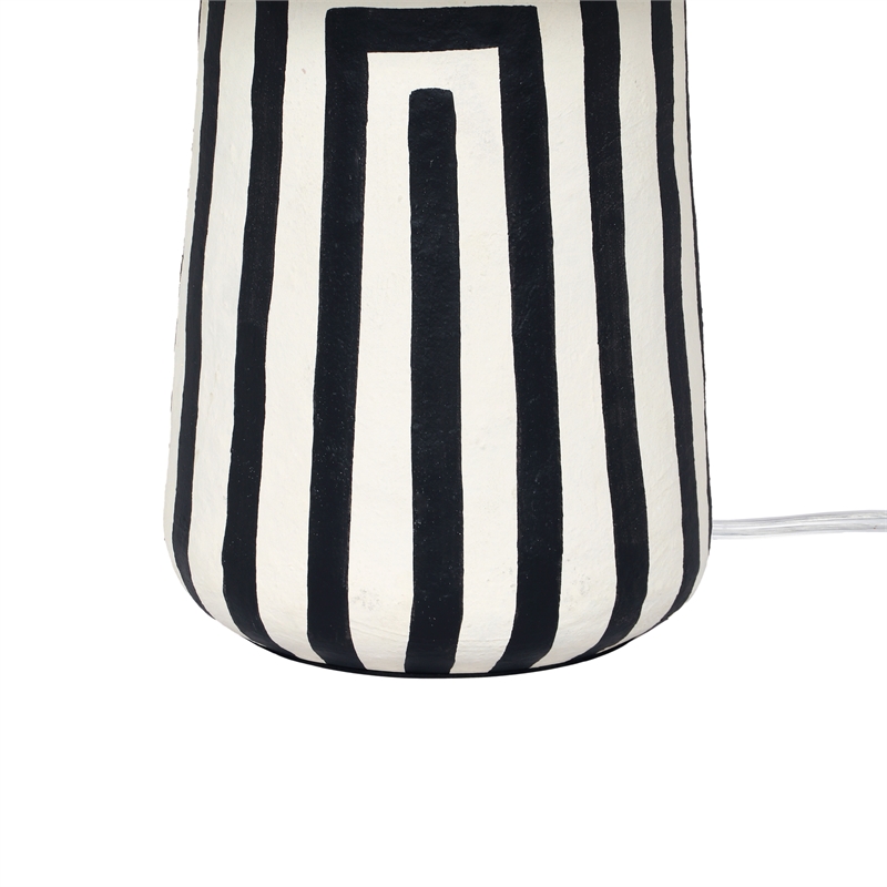 Pemberley Row Papier Mache Black Striped Table Lamp Unassembled