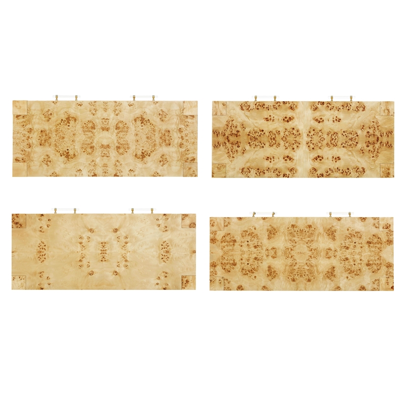 Pemberly Row Contemporary Acacia Burl Work Desk in Natural Finish