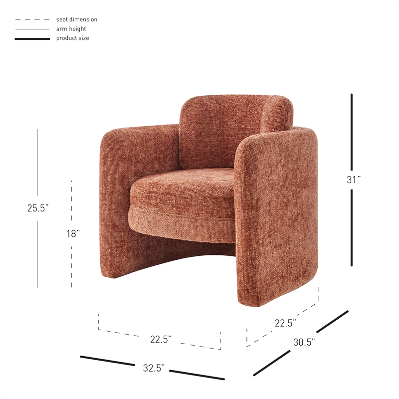 Pemberly Row Modern Fabric Accent Arm Chair in Grenada Terracotta