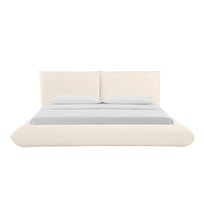 Pemberly Row Contemporary Cream 100 Percent Recycled Linen King Bed