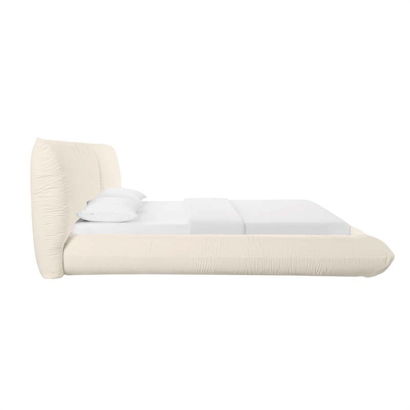 Pemberly Row Contemporary Cream 100 Percent Recycled Linen King Bed