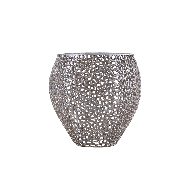Pemberly Row Modern Style End Table made with Aluminium Casted in Silver Color