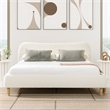 Pemberly Row Curved Headboard Upholstered Platform Bed King Ivory White Boucle