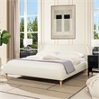 Pemberly Row Curved Headboard Upholstered Platform Bed King Ivory White Boucle