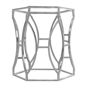 Pemberly Row Modern Silver Stainless Steel Round Dining Table Base