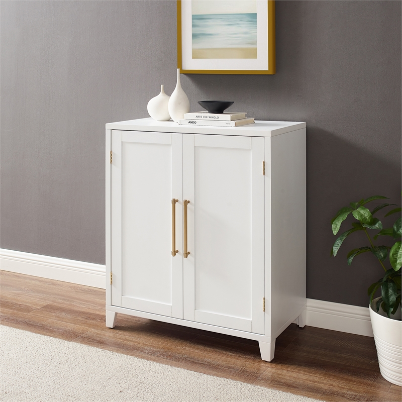 Pemberly Row Stackable Wood Kitchen Pantry Storage Cabinet in White