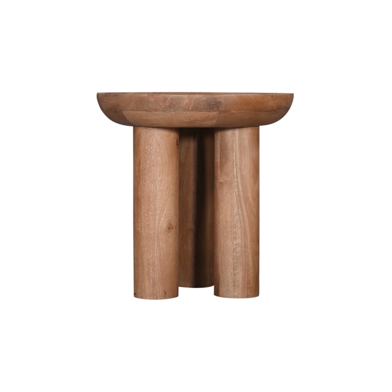 Pemberly Row Contemporary Natural Mango Wood Round End Table