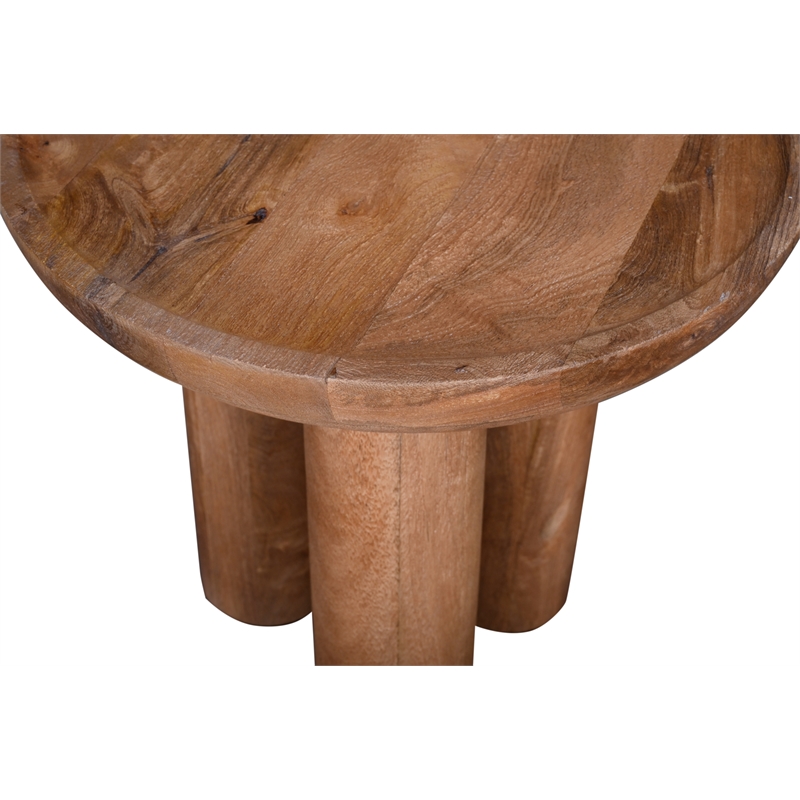 Pemberly Row Contemporary Natural Mango Wood Round End Table